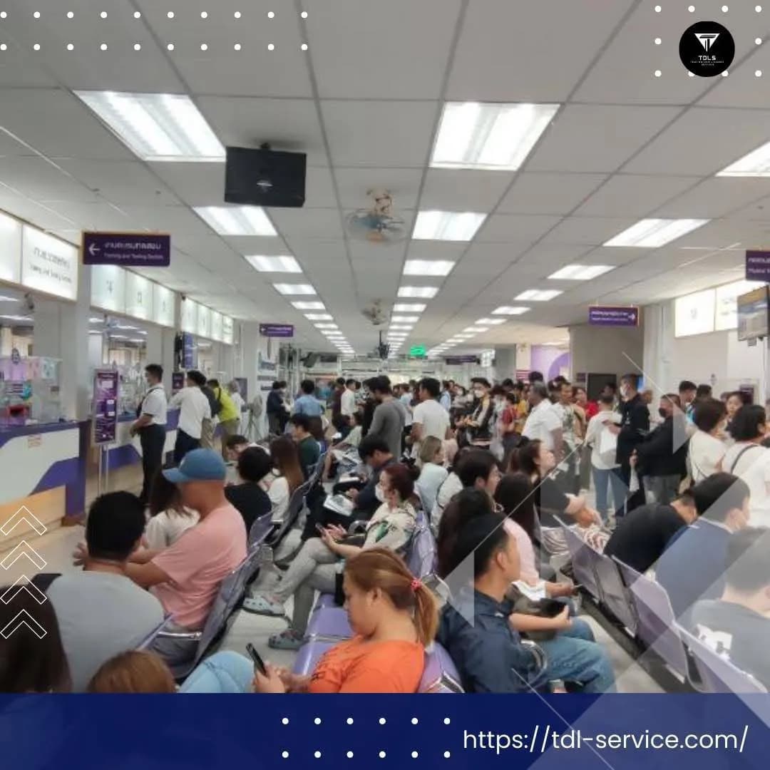 Crowded DLT office waiting area filled with applicants
