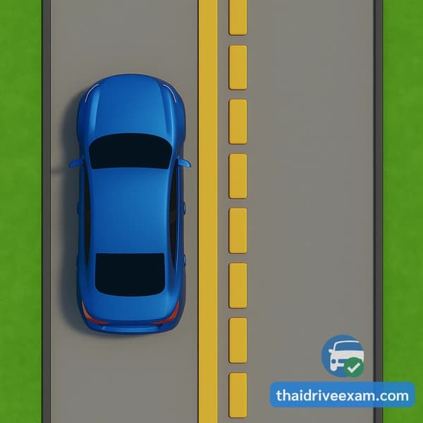 What does the lane-dividing line on the road surface in the image mean?