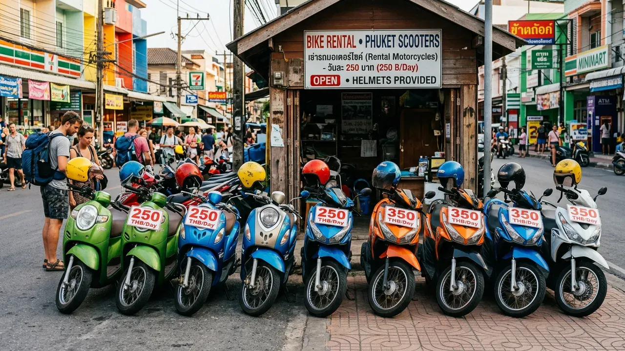 Scooter rental shop in Thailand - license required